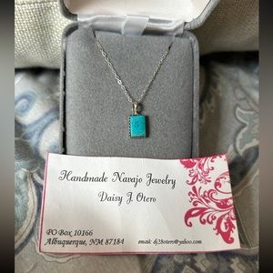 VINTAGE NEW Turquoise 
 necklace sterling Navajo artisan Daisy Otero